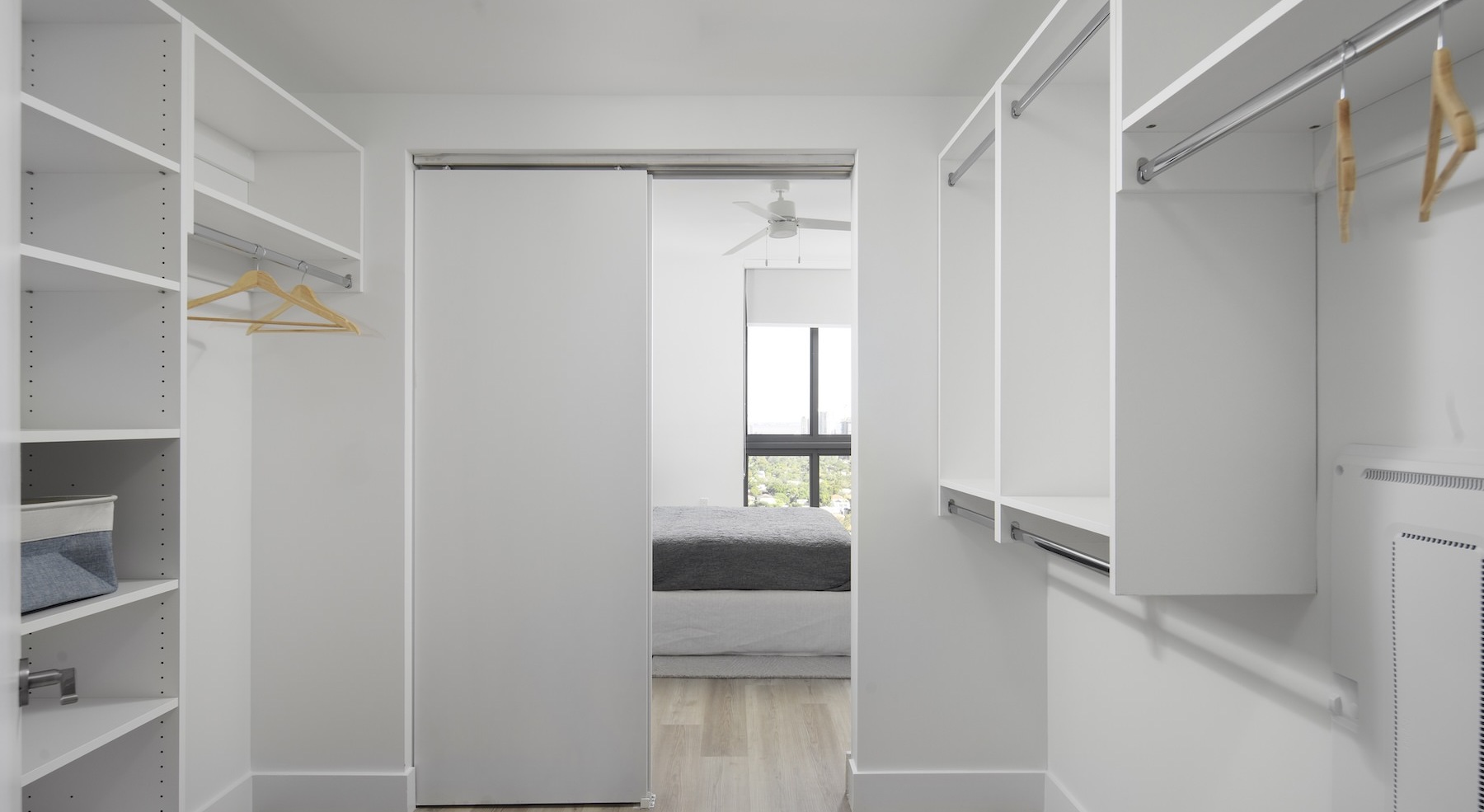 walk-in closet with built-in shelving