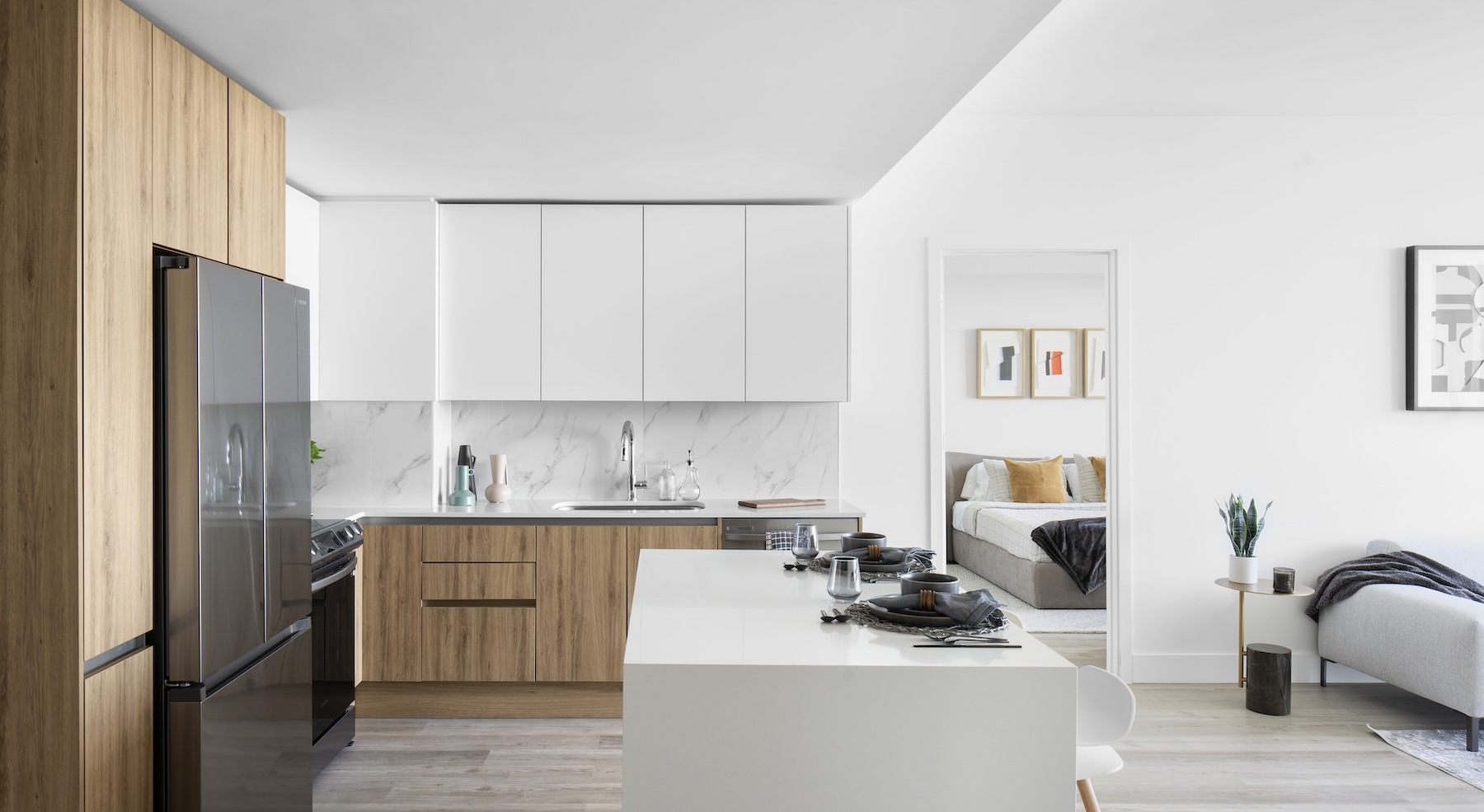 kitchen with white cabinets and stainless steel appliances